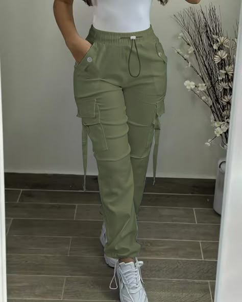 Summer outfits Pants Elegant, Casual Bottoms, Overalls Pants, Chic Type, Style Cargo, Long Trousers, Cuffed Pants, Female Clothing, Summer Fashion Trends