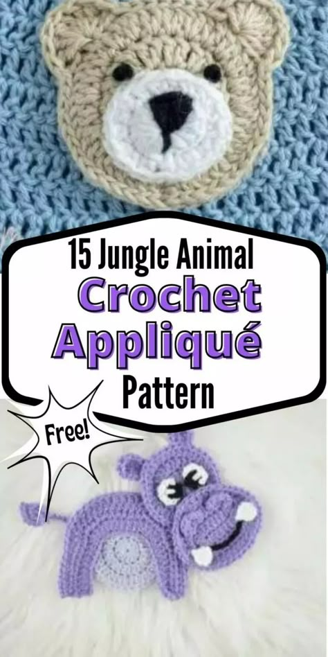 Looking for some wild inspiration for your next crochet project? Check out our roundup of free Jungle Animal Crochet Appliqué patterns! From lions to monkeys, zebras to elephants, these adorable designs are perfect for adding some jungle-themed flair to your hats, blankets, and more. Get started on your next crochet adventure today! Crochet Animal Motifs Free Pattern, Crochet Applique Patterns Free Animal Granny Squares, Crochet Jungle Animals, Small Crochet Flowers, Football Crochet, Christmas Appliques, Crochet Butterfly Free Pattern, Baby Blankets Crochet, Crochet Butterflies