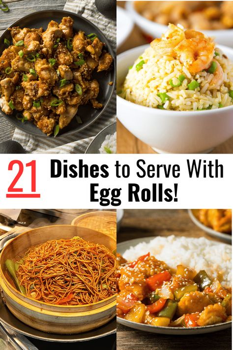 What to Serve With Egg Rolls: 21 Sides Egg Roll Side Dishes, What To Eat With Spring Rolls, Healthy Egg Roll, Egg Roll Meals, What Goes With Egg Rolls, What To Serve With Egg Rolls, Egg Roll Dinner Ideas, Specialty Egg Rolls, Egg Roll Filling Recipes