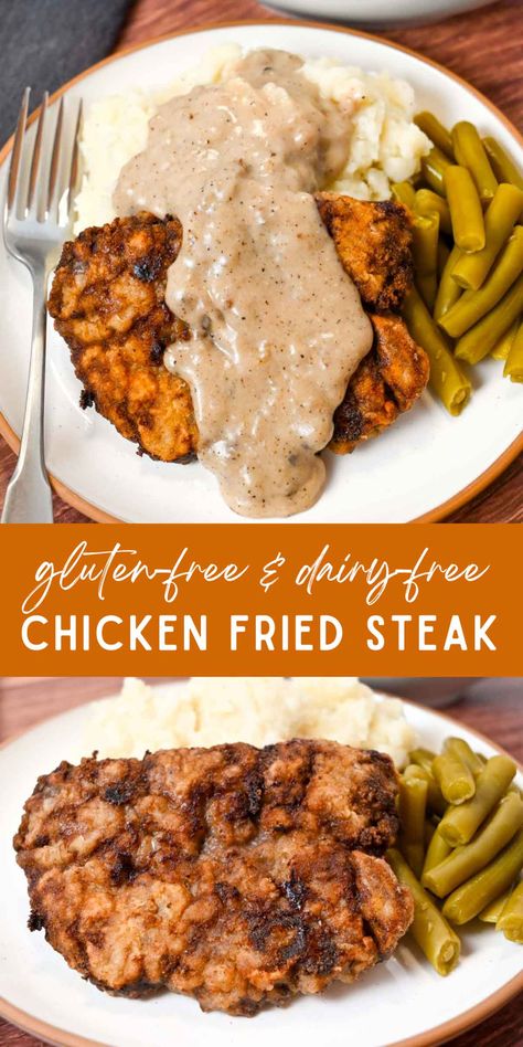 Dairy Free Gravy, Fried Cube Steaks, Chicken Fried Steak Recipe, Gluten Free Comfort Food, Df Recipes, Cultural Food, Gluten Free Dinner Easy, Cube Steak Recipes, Fried Steak