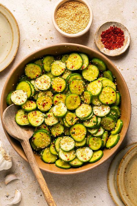 Spicy Cucumber Edamame Salad, Crispy Cucumber Salad, Asian Marinated Cucumbers, Cucumber Salad In A Jar, Asian Cucumbers, Persian Cucumber Salad, Indian Cucumber Salad, Rice Vinegar Dressing, Asian Cucumber Salad Recipe