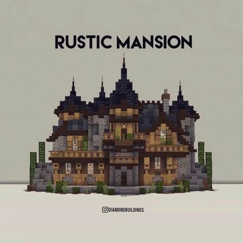 Rustic Minecraft House, Minecraft House Ideas Blueprints, Minecraft Rustic, Minecraft Kale, Rustic Mansion, Tattoos Architecture, Minecraft House Ideas, Minecraft Idea, Animals Tattoos