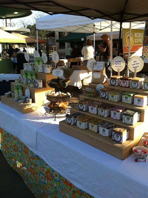 White Rock Farmer's Market goat milk soap booth setup. Farmers Market Soap Display, Soap Booth Display Ideas, Soap Market Display, Soap Booth, Booth Display Ideas Diy, Market Stall Display, Farmers Market Display, Stall Display, Craft Fair Booth Display