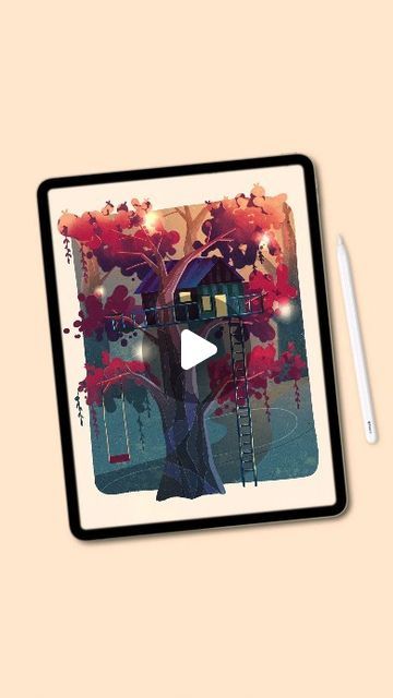 Tatiana on Instagram: "I show you how to draw this Fantasy Tree-house Illustration in my newest video.
We will use many Procreate tools and features drawing this in-depth illustration.
The full tutorial is available on my Patreon. 
You can start your free trial via the Patreon link in my bio.

Hope you like it! 😊♥️
.
.
.
.
.
#procreate #treehouse #procreateart #procreatetutorial #ipadart #ipadartist #procreateillustration #procreatevideo #procreateapp #procreatedrawing #digitalart #digitalarttutorial #tatyworks #ipadproart #ipadproartist #fantasyillustration #cutedrawing #cuteillustration" Depth Illustration, Features Drawing, Procreate Tools, Ipad Pro Art, Fantasy Tree, Procreate Tutorial, Create Drawing, House Illustration, Ipad Art