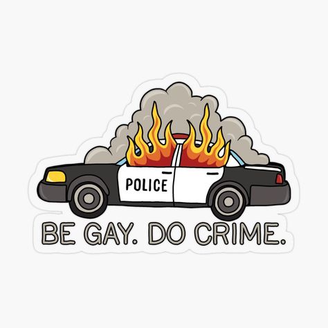 Burning Cop Car, Shrinky Dink, Pride Stickers, Car Decor, Funny Images, Snoopy, Humor, Tattoos, Funny