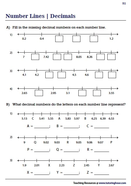 Decimal Number Line, Decimals On A Number Line, Number Patterns Worksheets, Teaching Integers, Teaching Decimals, Decimal Word Problems, Line Lesson, Hidden Picture Puzzles, Decimals Worksheets