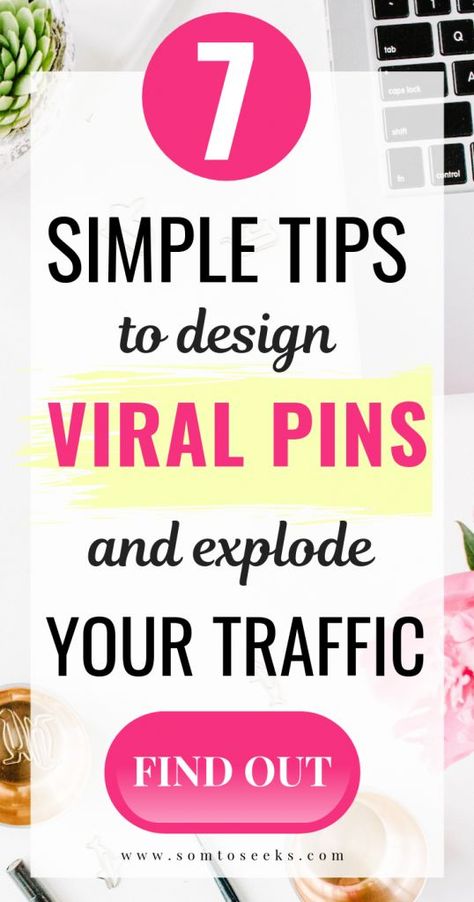 Wondering how to use Pinterest to drive massive traffic to your blog? Here are 7 simple tips to design viral pins and increase your traffic. Read on to discover actionable Pinterest tips for bloggers and start growing your traffic today. #pinterestforbloggers #blogtraffic #bloggingtips Pinterest Training, Beginner Blogger, Pinterest Traffic, Pinterest Tips, Pinterest Marketing Strategy, Pinterest Strategy, Blog Tools, Pinterest For Business, How To Design