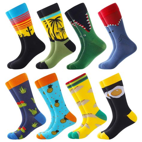 PRICES MAY VARY. 🌻【STAND OUT from the Crowd】 Why there are only black or white socks for men? Why single color and dull patterns all the time for Men’s socks? Here we go, Bisousox AMAZING Men’s Socks with Unique & Striking Design and Color, ⭐⭐⭐ making you stand out from the crowd!!! You will get tons of compliments after wearing our socks!⭐⭐⭐ And you won’t wear repeated socks in a week if you buy more pairs. 🌈【COZY & FIT】 One size fits all MEN in size: US 8-12 / EU 39-46. 80% Cotton,15% Nylon, Mens Novelty Socks, Groomsmen Socks, Halloween Socks, Stance Socks, Mens Dress Socks, Jewelry Men, Fun Dress, Socks For Men, Crazy Socks