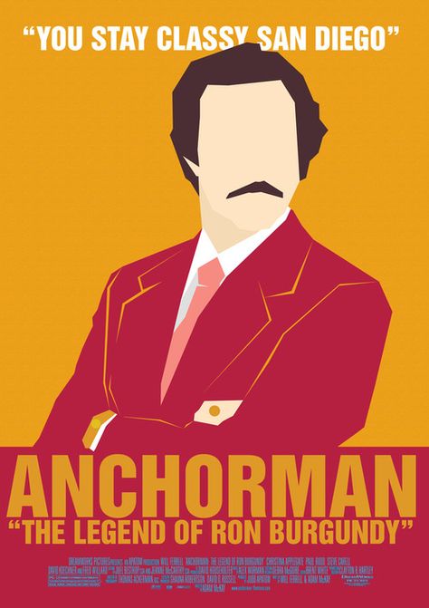 Anchorman by Tom Silvezter Anchorman Movie, Minimalist Movie Posters, Movie Nerd, Ron Burgundy, Movies Worth Watching, Anchorman, Minimalist Movie Poster, Minimal Movie Posters, Movie Facts