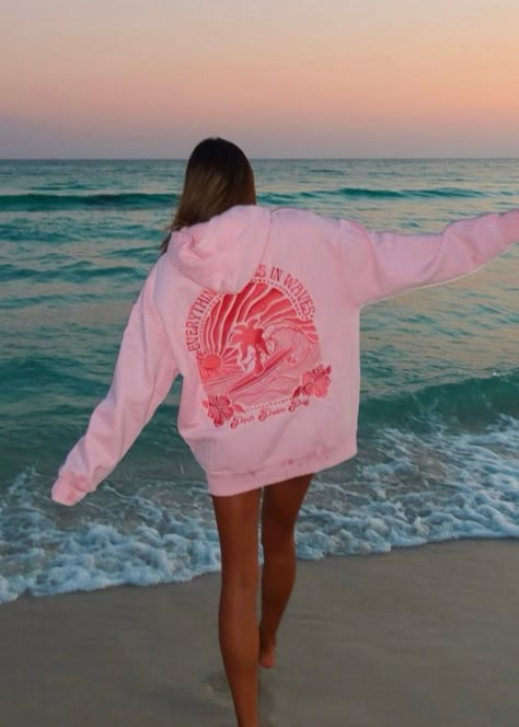 "Everything Comes in Waves" Hoodie in Pink – Pink Palm Puff Pink Palm Puff Hoodie, Puff Hoodie, Things I Want For Christmas, Cute Hoodies, Preppy Things, Bday Wishlist, Wishlist Ideas, My Christmas List, Xmas Wishlist