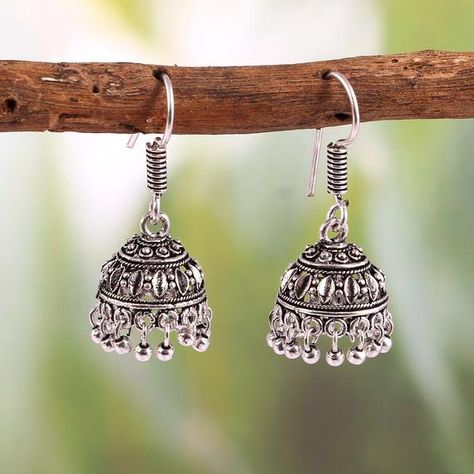 Oxidized Hamdmade German silver small size jhumki jhumka Earring Indian Jewelry Handmade Earring for girls and women party wear Jewelry Big Pendant Necklace, Earring Indian, German Silver Jewelry, Gold Earrings Wedding, White Pearl Earring, Art Earrings, Jewelry Mirror, Indian Jewelry Sets, Handmade Earring