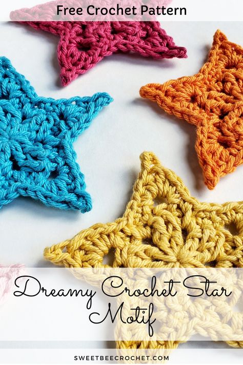 Crochet Star Patterns, Bee Crochet, Crochet Star, Front Post Double Crochet, Star Motif, Crochet Stars, Double Crochet Stitch, Worsted Weight Yarn, Crochet Gifts