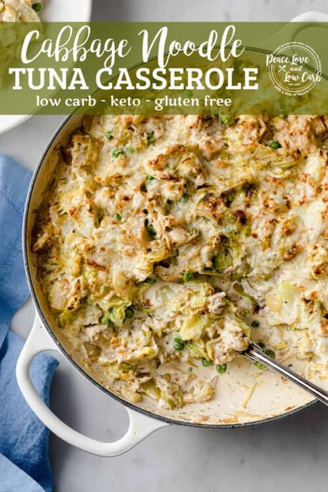 Keto Tuna Casserole, Keto Tuna, Peace Love And Low Carb, Noodle Casserole Recipes, Shredded Cabbage, Tuna Noodle, Low Carb Casseroles, Albacore Tuna, Tuna Casserole