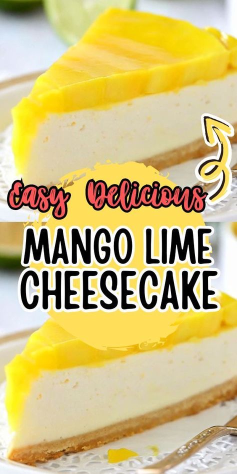 Mango Lime Cheesecake is a mouth-watering dessert that combines the zesty flavor of lime with the sweet and creamy taste of mango. It’s a perfect dessert for any occasion, from family get-togethers to fancy dinner parties. Key Lime Pie Cheesecake, Key Lime Filling, Homemade Graham Cracker Crust, Key Lime Cheesecake, Cheesecake Recipes Classic, Mango Cheesecake, Desserts Healthy, Lime Cheesecake, Classic Cheesecake