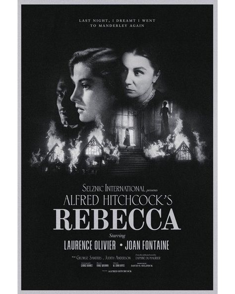 Alfred Hitchcock Art Gallery on Instagram: “Rebecca by @aleks_phoenix _________________________________ Tag friends and follow @aleks_phoenix and @alfredhitchcock_art_gallery for…” Rebecca 1940, Rebecca Daphne Du Maurier, Film Collage, Alfred Hitchcock Movies, Daphne Du Maurier, Hitchcock Film, Old Hollywood Movie, Posters Minimalist, Film Posters Minimalist