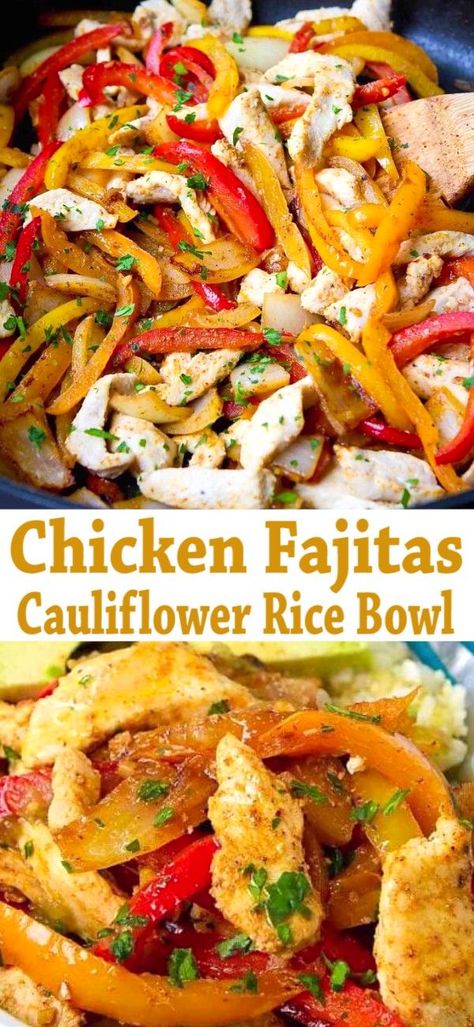 Cauliflower Rice Bowl, Zucchini Stuffed, Fajita Bowl, Cauliflower Rice Easy, Chicken Fajita Bowl, Dinner Recipes Healthy Low Carb, Fajita Bowls, Cauliflower Rice Recipes, Rice Bowls Recipes