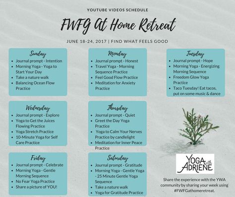 FWFG At Home Retreat – YouTube Schedule Home Yoga Retreat, Wellness Retreat At Home, Diy Yoga Retreat At Home, Yoga Retreat At Home, Retreat Schedule Ideas, At Home Retreat Schedule, Youtube Schedule, Start Yoga At Home, At Home Retreat