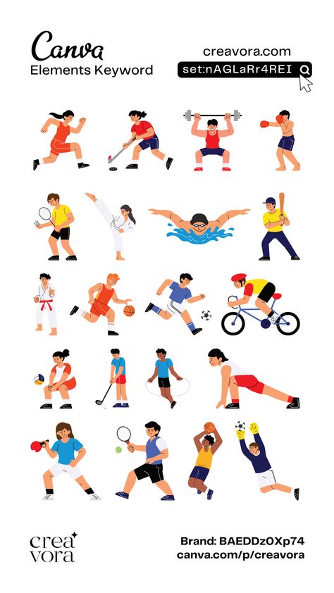 Canva Element Keyword For Sports Activity Illustration Set||set:nAGLaRr4REI #Canva #keyword #canvaelements #canvaelementkeyword #olympic #Paris2024 Canva Illustration Keyword, Olympic Illustration, Activity Illustration, 3d Inspiration, Keyword Elements Canva, Desain Buklet, Canva Element Keyword, Sport Poster Design, Canva Element