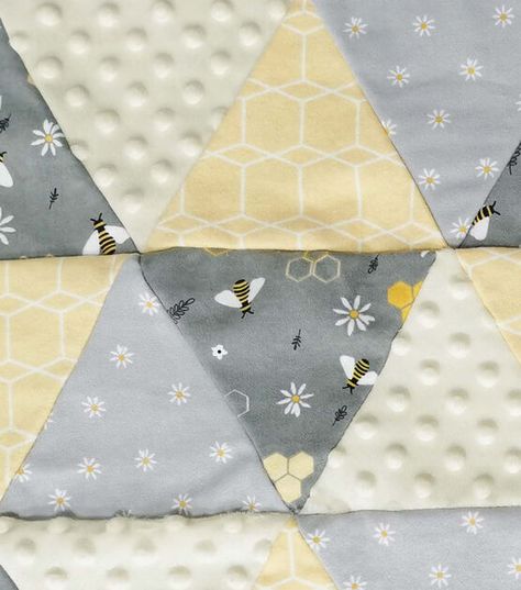 Geometric Bees Cheater Quilt Nursery Fabric by Lil' POP! Bed Blocks, Cheater Quilt Fabric, Quilt Panels, Needlecraft Kits, Quilted Baby Blanket, Nursery Patterns, Making Glass, Cheater Quilt, Nursery Fabric