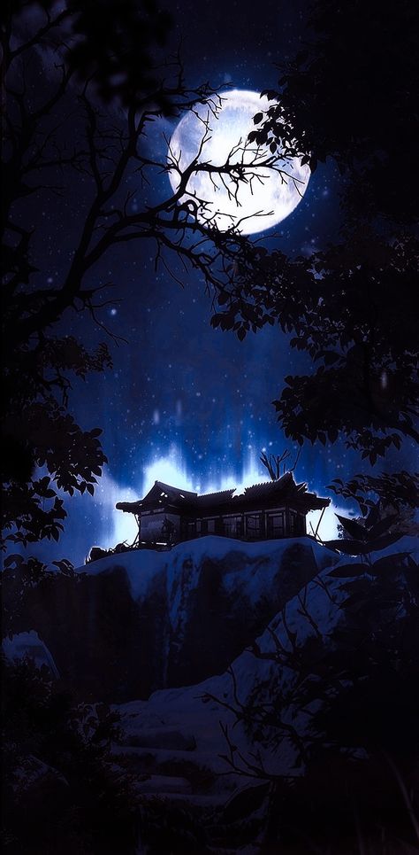 Japan Moon Aesthetic, Blue Creepy Wallpaper, Manhwa Wallpaper Aesthetic Dark, Dark Blue Aesthetic Anime Wallpaper, Blue Dark Wallpaper Aesthetic, Dark Blue Moon Wallpaper, Dark Blue Moon Aesthetic, Midnight Wallpaper Aesthetic, Blue Moon Aesthetic Wallpaper