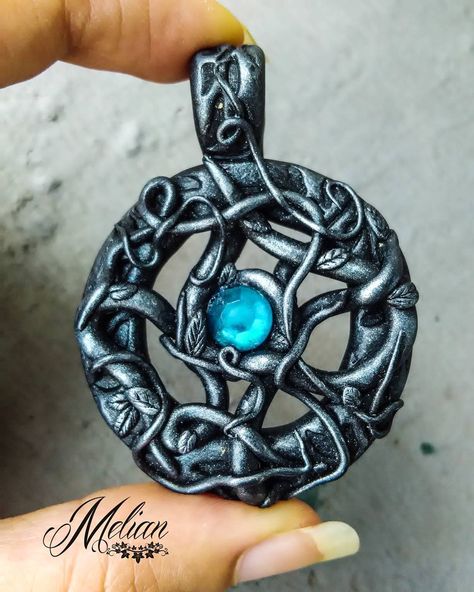 Fantasy Amulet, Fantasy Woodland, Gothic Jewelry Diy, Fantasy Pendant, Witch Pendant, Gothic Pendant, Woodland Jewelry, Metal Clay Jewelry, Precious Metal Clay