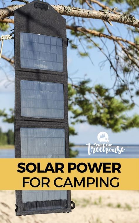 Here’s how you can incorporate solar power into your camping routine. #poptoptreehouse #solarpower #camping #greencamping #nowastecamping #outdoorliving Solar Tent, Green Camping, Camping Set Up, Solar Kit, Nature Camping, Camping Shower, Camping Set, Solar Installation, Solar Generator