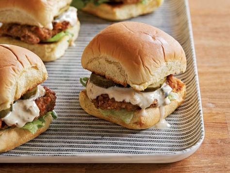 Pork Tenderloin Sliders, Tenderloin Sliders, Mustard Pork Tenderloin, Pork Tenderloin Sandwich, Pretzel Crust, Pork Sliders, Food Network Canada, Pork Cutlets, Tenderloin Recipes