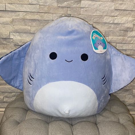 Squishmallow 16” King Stingray Blue Buy Sofa, Cute Shark, Birthday List, Sonny Angel, Cute Stuffed Animals, Cute Backgrounds, 16th Birthday, Stingray, Sea Animals