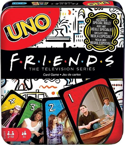 Mattel Games UNO Friends Card Game in Storage Tin, Collectibles Inspired by The TV Series (Amazon Exclusive) #friends #uno #friendsuno #games #friendsgame Play Uno, Friends Card, Uno Card Game, Uno Cards, Family Card Games, Classic Card Games, Action Cards, Family Cards, Rubik's Cube