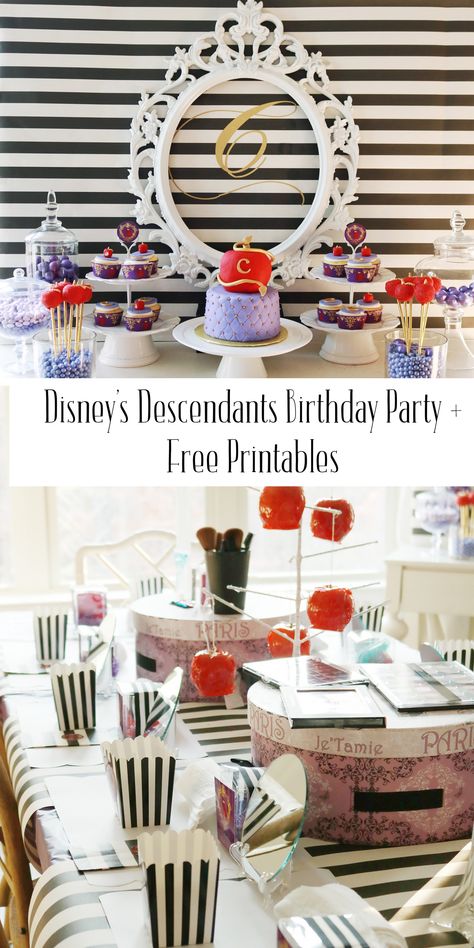 Descendants Birthday Party, Descendants Party Ideas Birthdays, Disney Descendants Party, Descendants Party, Happy 7th Birthday, Painting Birthday, 9th Birthday Parties, Bb 8, Disney Descendants