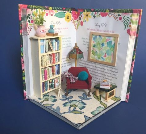 Diorama Book Lover Diorama Shadow Box Miniature Room Box | Etsy Library Diorama, Room Box Miniatures, Winter Christmas Scenes, Wedding Shadow Box, Fabric Books, Dollhouse Books, Books Library, Wood Easel, Tile Covers