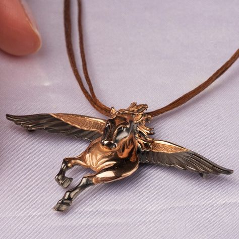 Pegasus Necklace, Greek Mythology Jewelry, Mythology Jewelry, Flying Horse, Son Of Zeus, Winged Horse, Horse Fly, Jewelry Words, Lightning Bolt