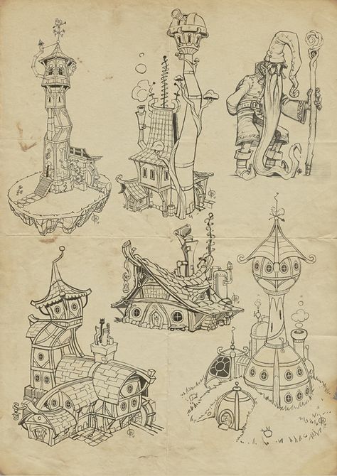 Wizard House Drawing, Wizard Tower Drawing, Wizard Tower Tattoo, Hut Drawing, Wizards House, Minecraft Wizard Tower, Old Wizard, Wizard Tower, New Sketches