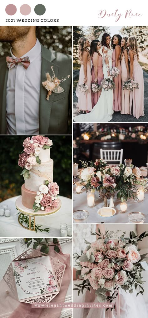 Blush Wedding Theme, Blush Wedding Colors, Wedding Theme Color Schemes, Dusty Pink Weddings, Wedding Color Pallet, Wedding Color Trends, Pink Wedding Theme, Dusty Rose Wedding, Sage Wedding