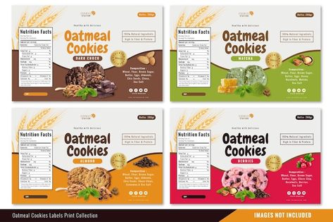 Cookies Label Design, Sun Packaging, Cake Brochure, Oatmeal Nutrition Facts, Cookies Label, Matcha Oatmeal, Cookie Packing, Healthy Oat Cookies, Ring Clipart