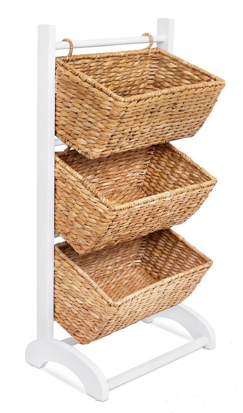 Toy Food Storage, Gender Neutral Nursery Inspiration, Nursery Inspiration Neutral, Storing Towels, Storage Cubby, Baby Nursery Inspiration, Food Storage Organization, Organizer Shelf, Wood Basket