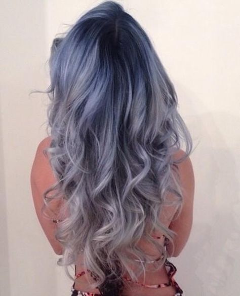 Blue hair ombré from navy blue to pastel, mermaid hair, long wavey curls. Navy Blue Ombre Hair, Silver Blue Hair Ombre, Pastel Mermaid Hair, Wavey Curls, Dark Blue To Light Blue Hair Ombre, Hazy Blue Hair, Pastel Blue Hair Extensions, Pastel Mermaid, Navy Blue Hair