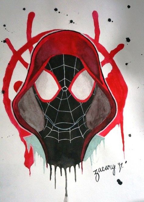 Spiderman Canvas Art, Miles Morales Drawing, Spiderman Sketches, Spiderman Painting, Spiderman Miles Morales, Marvel Art Drawings, Spiderman Miles, Miles Spiderman, Image Spiderman