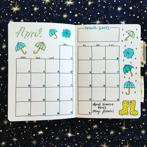 Bullet Journal 2021: April Theme Bullet Journal April Theme, Bujo April Theme, April Journaling, April Bullet Journal Ideas, Bujo Templates, April Journal, Bullet Journal April, April Bujo, Bullet Journal Calendrier