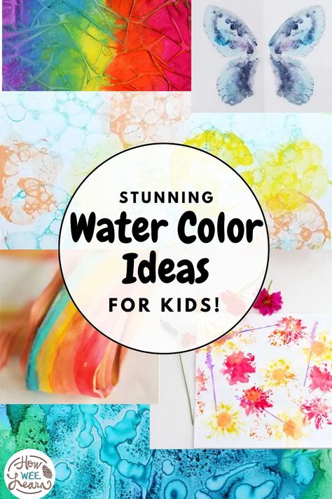 These stunning watercolor painting ideas are perfect for even young children to make and the results are gorgeous. Practicing real art techniques and methods with young children is a very valuable art experience! Painting For Preschoolers Easy, Homeschool Painting Ideas, Watercolor First Grade, Spring Watercolor For Kids, Washable Paint Activities, Watercolor Art For Preschoolers, Preschool Painting Techniques, Preschool Painting Crafts, Toddler Watercolor Activities