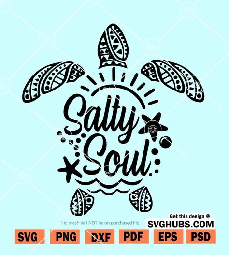 Salty Soul Tattoo, Sand Dollar Tattoo, Sea Turtle Svg, Beachy Tattoos, Salty Soul, Sea Logo, Turtle Tattoo Designs, Typo Poster, Whimsical Art Paintings