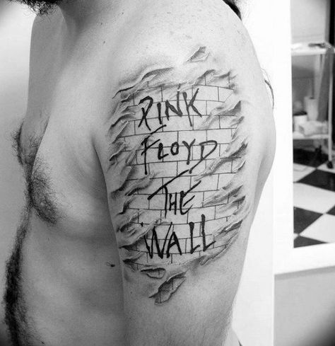 Mens Pink Floyd Tattoo Design Inspiration Brick In The Wall Arm Ripped Skin The Wall Pink Floyd Tattoo, The Wall Tattoo Pink Floyd, Pink Floyd The Wall Tattoo, Brick Tattoo For Men, Brick Wall Tattoo, The Wall Tattoo, Pink Floyd Album Covers, Pink Floyd Tattoo, Pink Floyd Lyrics