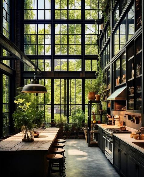 New York Loft Dream Home: Embrace the Dream Warehouse Living Exterior, Loft Kitchen Design, Industrial Loft Design, Loft Kitchen, New York Loft, Concept Home, Exposed Brick Walls, Loft House, Loft Design