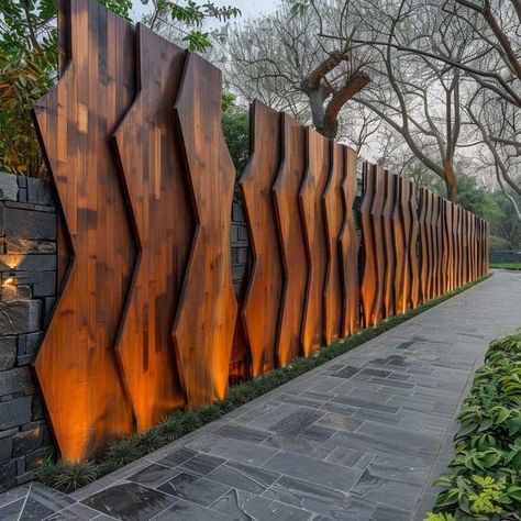 Boundary Wall Design Ideas, Compound Wall Designs, Boundry Wall, Boundary Wall Design, High Fence, Exterior Wall Art, Compound Wall Design, Inspiring Lifestyle, Wall Design Ideas