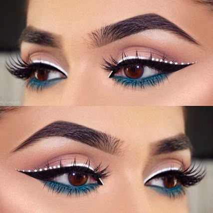 5 Ways To Make Brown Eyes Pop White Liquid Eyeliner, Bird Makeup, Brown Eyes Pop, Eyeliner Designs, Eye Makeup Pictures, Unique Makeup, Eye Makeup Designs, Creative Eye Makeup, Winged Liner