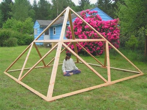 Pyramid Project - Kahuna Research Group Outdoor Meditation Space, Pyramid House, Outdoor Meditation, Storm Shelter, Wooden Structure, Geodesic Dome, Meditation Space, Meditation Room, Energy Field