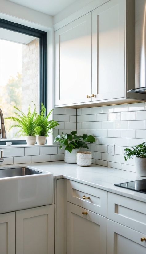 10 Stylish White Kitchen Backsplash Ideas White Kitchen Backsplash Ideas, Subway Tile Kitchen Backsplash, Kitchen Appliance Trends, Traditional Backsplash, Kitchen Lighting Design, Kitchen Countertop Decor, White Kitchen Backsplash, Chevron Tile, Diamond Tile