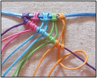 Diagonal Double Half Hitch – DDHH | Demure Designs Double Half Hitch Knot, Hitch Knot, Half Hitch Knot, Macrame Knots, Micro Macrame, Embroidered Friendship Bracelet, Macrame, Knot, Craft Ideas