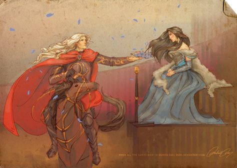 When All the Smiles Died by duhi on DeviantArt Lyanna Stark  and Rhaegar Targaryen Game Of Thrones History, Arthur Dayne, Rhaegar And Lyanna, Rhaegar Targaryen, Lyanna Stark, Game Of Thrones Books, Targaryen Art, Asoiaf Art, Song Of Ice And Fire