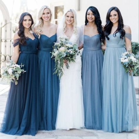 Polka Dot Wedding Dress, Bridesmaid Separates, Blue Wedding Decorations, Wedding Maids, Dream Wedding Decorations, Dress Code Wedding, Light Blue Wedding, Bridesmaid Inspiration, Maid Of Honour Dresses